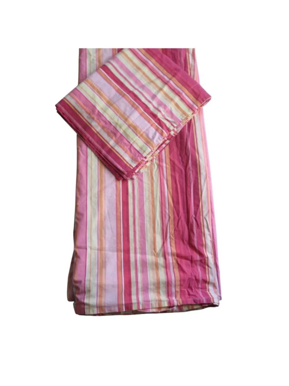 Pottery Barn Full/Queen Duvet Cover 2 Pillow Shams Striped Pink/Orange Cotton
